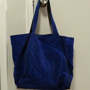 Royal blue suede Eileen Fisher tote bag